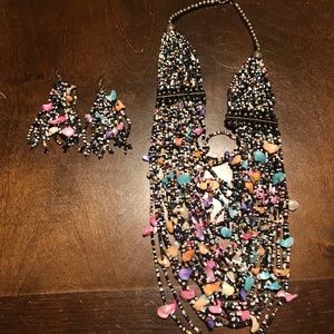 Beaded/shell necklace & earring set